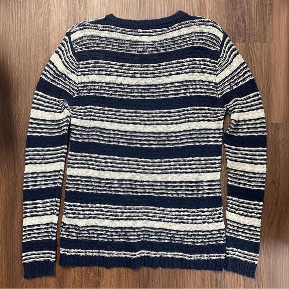 Gant Rugger Men's The Slubber Sweater Blue Off White stripe knit medium. Striped - Picture 8 of 16